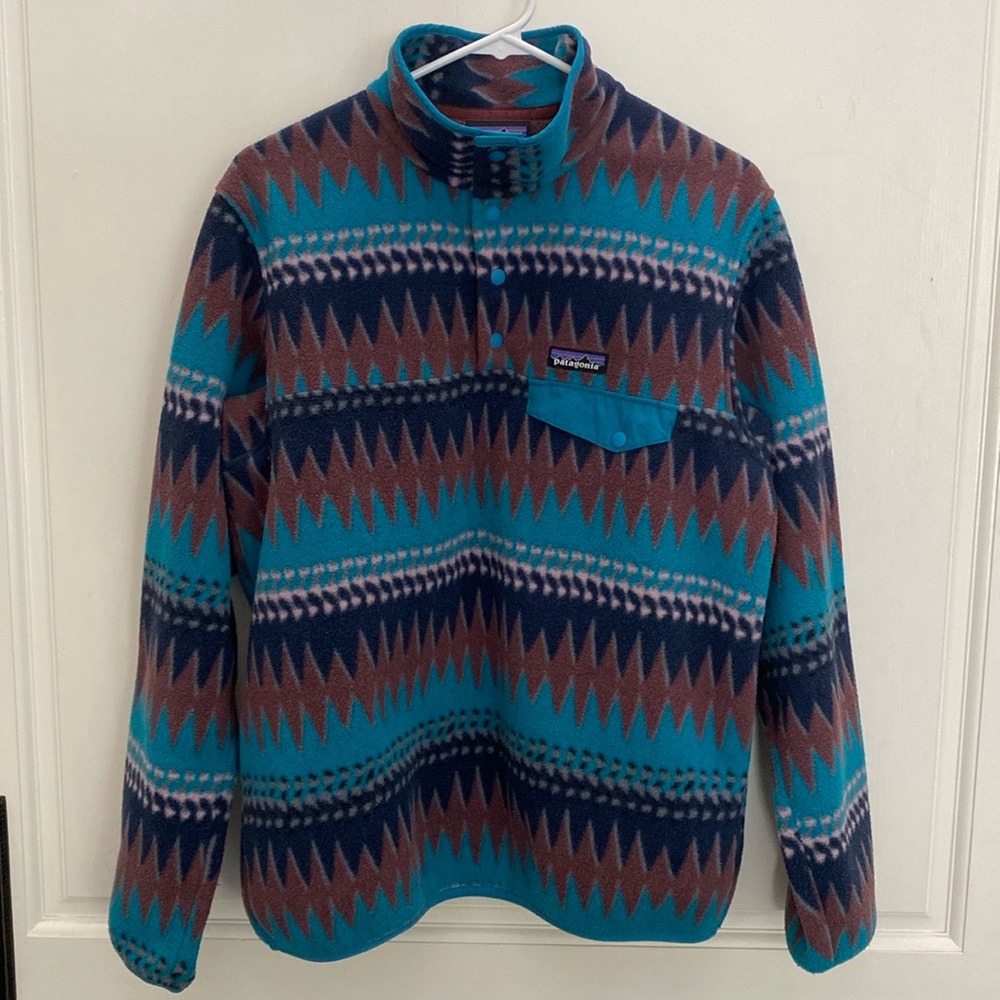 Patagonia Synchilla Snap-T Fleece Pullover Medium Laughing Waters Elwha Blue